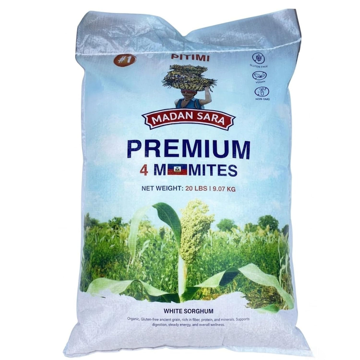 Madan Sara - Pitimi, White Sorghum Grain - 20 Lb